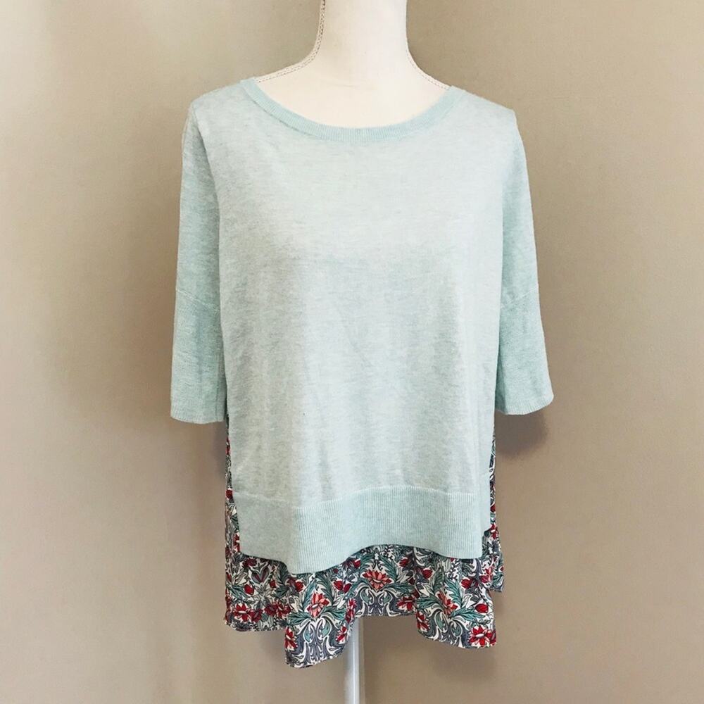 LOFT Mixed Media Bell Sleeve Top